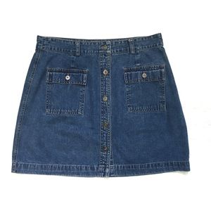 GAP Blue Denim Button Up Skirt with Pockets